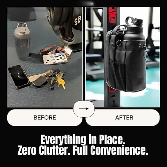 Magnetic Gym Bag with Bottle Holder & Zipper Pockets