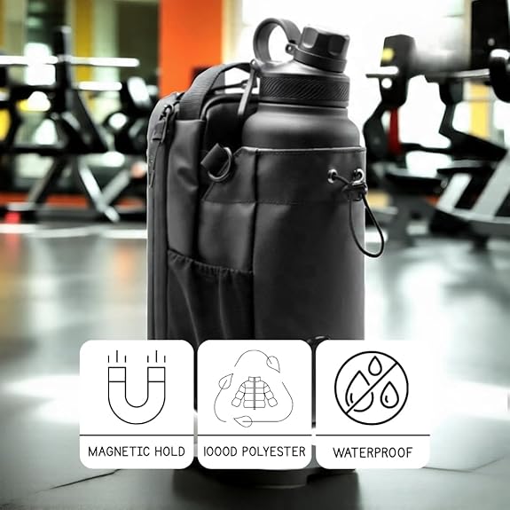 Magnetic Gym Bag with Bottle Holder & Zipper Pockets