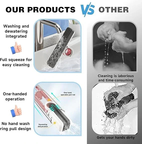 Mini Mop for Kitchen-2-in-1 Mop | Self-Squeezing Roller | Lightweight & Space-Saving