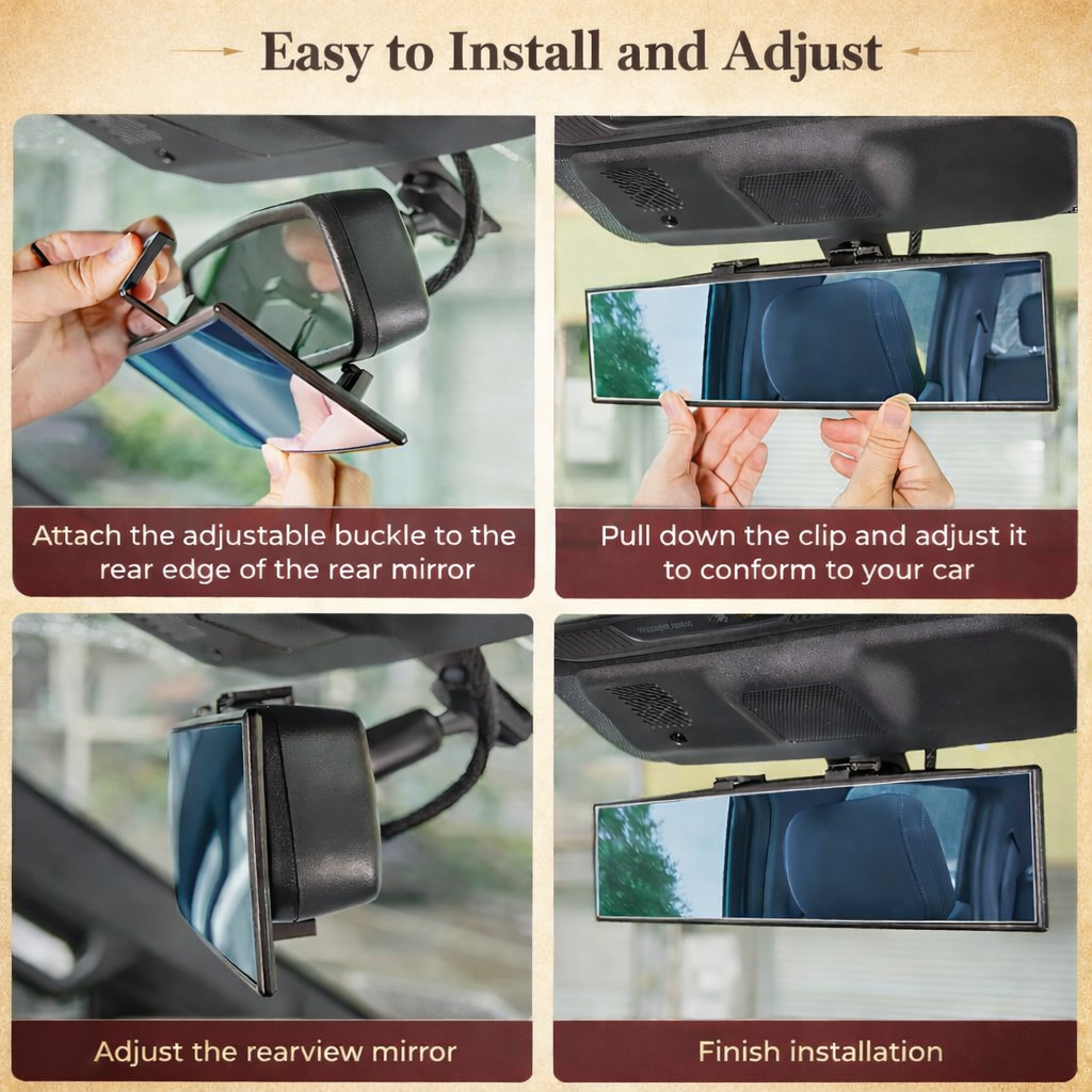 Panoramic Interior Extended Rear View Mirror for Cars